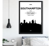 Artze Wall Art Southampton Black And White City Skyline Framed Print Size: A2 With Black Frame