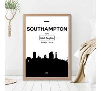 Artze Wall Art Southampton Black And White City Skyline Framed Print Size: A2 With Oak Frame