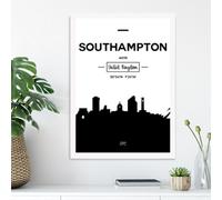 Artze Wall Art Southampton Black And White City Skyline Framed Print Size: A3 With White Frame