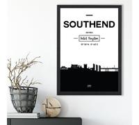 Artze Wall Art Southend Black And White City Skyline Framed Print Size: A3 With Black Frame