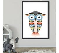Artze Wall Art Totem Owl Tribal Animal Framed Print Size: A2 With Black Frame