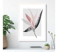 Artze Wall Art Tropical Flower Grey And Pink Boho Botanical Framed Print Size: A3 With White Frame