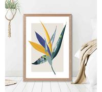 Artze Wall Art Tropical Flower Teal And Green Mid Century Modern Framed Print Size: A2 With Oak Frame