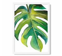 Artze Wall Art Tropical Leaf Abstract Watercolour Botanical Art Print With White Frame Size: A4