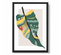 Artze Wall Art Tropical Palm Green And Red Minamilist Art Print With Black Frame Size: A4