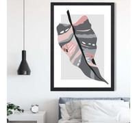 Artze Wall Art Tropical Palm Grey And Pink Boho Botanical Framed Print Size: A2 With Black Frame