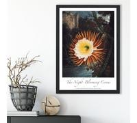 Artze Wall Art Vintage Floral Exhibition - Night-Blooming Flower Framed Print Size: A3 With Black Frame