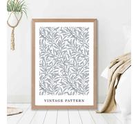 Artze Wall Art Vintage William Morris Grey Willow Pattern / Oak Frame / Size: A2