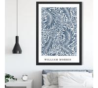 Artze Wall Art Vintage William Morris Larkspur In Navy And White / Black Frame / Size: A2