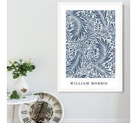 Artze Wall Art Vintage William Morris Larkspur In Navy And White / White Frame / Size: A2