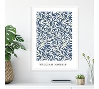 Artze Wall Art Vintage William Morris Navy Willow Pattern / White Frame / Size: A3