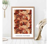Artze Wall Art William Morris Acanthus In Orange / Oak Frame / Size: A2