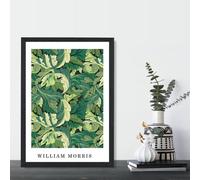 Artze Wall Art William Morris Art Print Acanthus Floral In Bright Green / White Frame / Size: A4