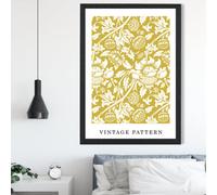 Artze Wall Art William Morris Yellow Pattern / Black Frame / Size: A2
