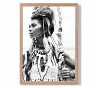 ARTZE Warrior Woman Fashion Black & White Photo Framed Print SIZE: A2 with Oak Frame | Size: A4 ARTZE Black A4