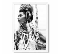 ARTZE Warrior Woman Fashion Black & White Photo Framed Print SIZE: A3 with White Frame ARTZE Black A3