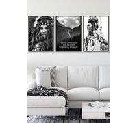 ARTZE Warrior Women Photo Art Quote Framed Wall Art - Large in Black | Size: W53 cm x H73 cm x D20mm ARTZE Black W53 cm x H73 cm x D20mm