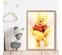 ARTZE Watercolour Winnie the Pooh Art Print with Oak Frame SIZE: A3 in Yellow | Size: A2 ARTZE Yellow A2
