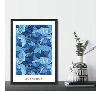 ARTZE William Morris Acanthus in Bright Blue Art Print / Black Frame / SIZE: A2 ARTZE Bright Blue A2
