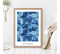 ARTZE William Morris Acanthus in Bright Blue Art Print / Oak Frame / SIZE: A3 | Size: A2 ARTZE Bright Blue A2
