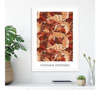 ARTZE William Morris Acanthus in Orange Art Print / White Frame / SIZE: A4 | Size: A3 ARTZE Orange A3