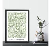 ARTZE William Morris Green Floral Art Print / Black Frame / SIZE: A4 | Size: A3 ARTZE Green A3