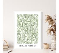 ARTZE William Morris Green Floral Art Print / White Frame / SIZE: A4 | Size: A3 ARTZE Green A3