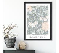 ARTZE William Morris Jasmine in Green & Peach Art Print / Black Frame / SIZE: A3 ARTZE Green A3