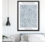 ARTZE William Morris Larkspur in Blue Art Print / Black Frame / SIZE: A4 in Mid Blue ARTZE Mid Blue A4