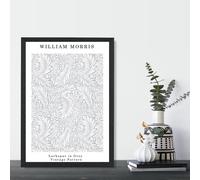 ARTZE William Morris Larkspur in Grey Art Print / Black Frame / SIZE: A3 in Light Grey | Size: A2 ARTZE Light Grey A2