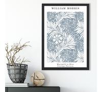 ARTZE William Morris Marigold in Blue / Black Frame / SIZE: A4 in Mid Blue | Size: A3 ARTZE Mid Blue A3