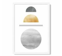 ARTZE Yellow & Grey Circles Mid Century Geometric Framed Print SIZE: A3 with White Frame | Size: A2 ARTZE Grey A2