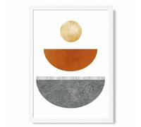 ARTZE Yellow & Orange Circles Mid Century Geometric Framed Print SIZE: A3 with White Frame | Size: A4 ARTZE Yellow A4