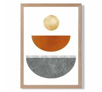 ARTZE Yellow & Orange Circles Mid Century Geometric Framed Print SIZE: A4 with Oak Frame | Size: A2 ARTZE Yellow A2