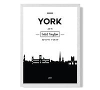 ARTZE York Black & White City Skyline Framed Print SIZE: A2 with White Frame | Size: A3 ARTZE Black A3