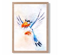 ARTZE Zazu Watercolour Lion King Framed Print SIZE: A2 with Oak Frame in Bright Blue | Size: A3 ARTZE Bright Blue A3