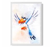 ARTZE Zazu Watercolour Lion King Framed Print SIZE: A3 with White Frame in Bright Blue | Size: A2 ARTZE Bright Blue A2