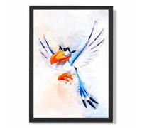 ARTZE Zazu Watercolour Lion King Framed Print SIZE: A4 with Black Frame in Bright Blue | Size: A2 ARTZE Bright Blue A2