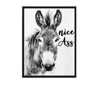 ARTZIO Funny Bathroom Frame Wall Art, Nice Ass Donkey Toilet Canvas Print Sign, Farmhouse Vintage Decor, Home Decor Picture, 8x10in Ready To Hang