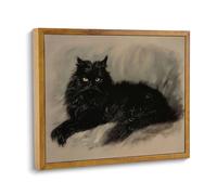 ARTZIO Thick Vintage Framed Wall Art Decor for Living Room,Black Cat Canvas Prints Art Decor,Gothic Dark Academia Aesthetic Oil Painting Picture Modern Artwork for Bathroom Bedroom Wall Decor(8"x10")