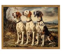 ARTZIO Vintage Dog Wall Art 8x10 Inch Framed - Farmhouse Decor with Medieval Hounds, French Country Painting, Rustic Animal Print, Cottagecore Gift Ready to Hang