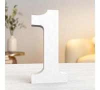 Aruatu 10 Inch White Wood Number for Wall Decor - Standing Decorative Large Letters for Home Party Craft Projects (1)