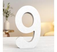 Aruatu 10 Inch White Wood Numbers for Wall Decor - Unfinished Decorative Standing Large Letters for Home Party Craft Projects (9)