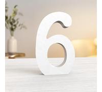 Aruatu 10 Inch White Wood Numbers for Wall Decor - Unfinished Decorative Standing Large Letters for Home Party Craft Projects (6)