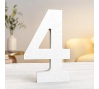 Aruatu 10 Inch White Wood Numbers for Wall Decor - Unfinished Decorative Standing Large Letters for Home Party Craft Projects (4)