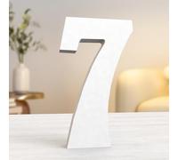 Aruatu 10 Inch White Wood Numbers for Wall Decor - Unfinished Decorative Standing Large Letters for Home Party Craft Projects (7)