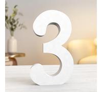 Aruatu 10 Inch White Wood Numbers for Wall Decor - Unfinished Decorative Standing Large Letters for Home Party Craft Projects (3)
