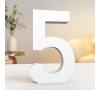 Aruatu 10 Inch White Wood Numbers for Wall Decor - Unfinished Standing Numbers for Home Decoration and Craft Projects (5)