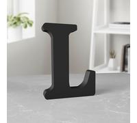 Aruatu 6 Inch Black Wood Letters for Wall Decor - Unfinished Decorative Standing Letter Slices for Sign Board Decoration, Craft, Home Party Projects (L)