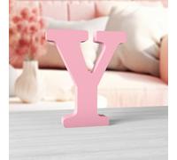 Aruatu 6 Inch Pink Wood Letters for Wall Decor - Unfinished Decorative Standing Slices Sign Board Decoration for Craft Home Party Projects (Y)
